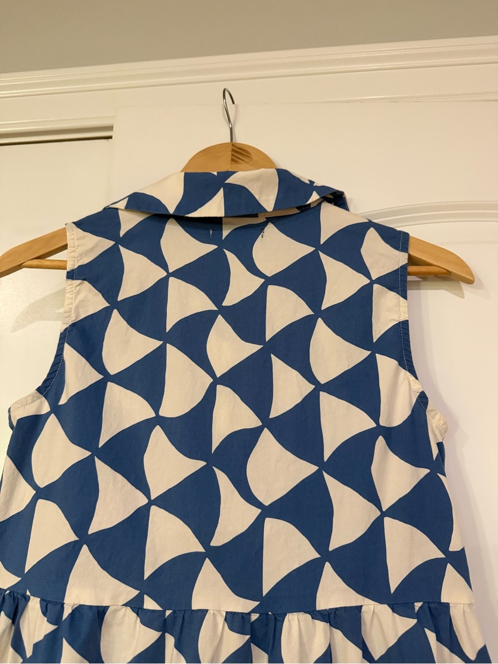 Rachel Zoe Sleeveless Midi Dress, Blue and White/Cream Geometric Print,Size XS - Picture 3 of 9